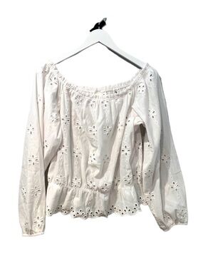 H&M off shoulder eyelet blouse top white summer chic M